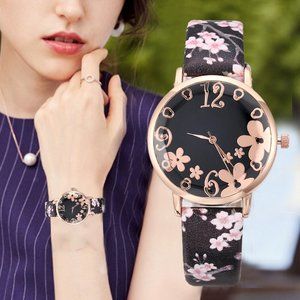 Girls Watch Women New Fashion Embossed Flowers